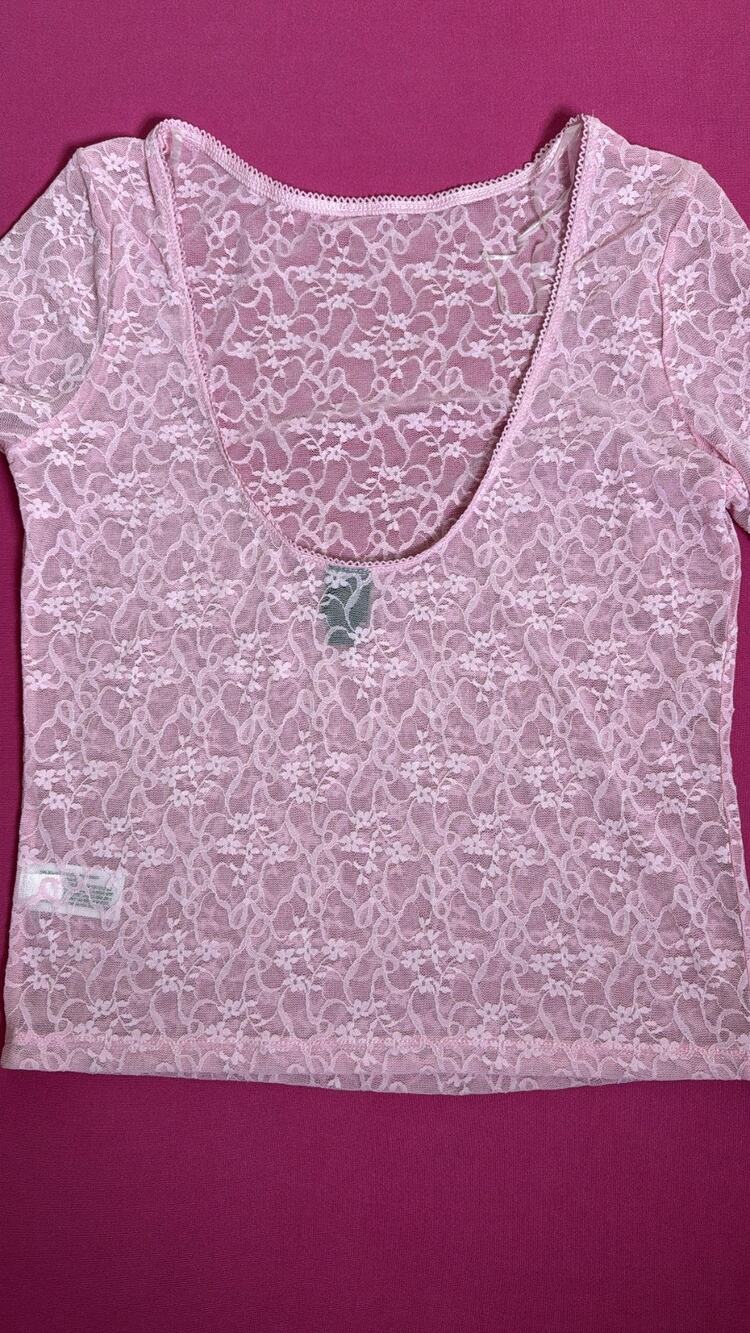 Wild Fable Pink Lace Sheer Top Size XS New